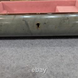 Vintage Reuge Music Box Floral Wood Inlay Green Marbled Swiss Mvmnt Jewelry Box