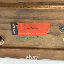 Vintage Reuge Music Box La Paloma Jewelry Box ANRI Italy Wooden Floral Paint