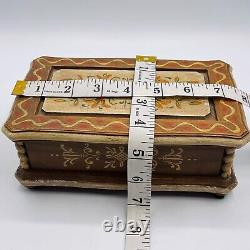 Vintage Reuge Music Box La Paloma Jewelry Box ANRI Italy Wooden Floral Paint