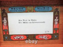 Vintage Reuge Music Box Needs Adjustment 2/36 Switzerland Plays 2 Songs