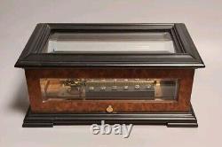 Vintage Reuge Music Box Nutcracker 3/72 Tchaikovsky BORNAGHI Glass Burl Wood