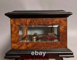 Vintage Reuge Music Box Nutcracker 3/72 Tchaikovsky BORNAGHI Glass Burl Wood