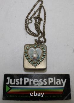 Vintage Reuge Music Box Pendant Necklace Mary Religious Gold Tone