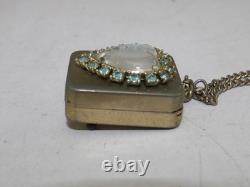 Vintage Reuge Music Box Pendant Necklace Mary Religious Gold Tone