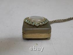 Vintage Reuge Music Box Pendant Necklace Mary Religious Gold Tone