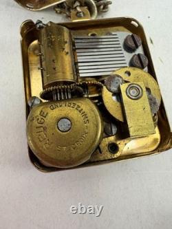 Vintage Reuge Music Box Pendant Necklace Mary Religious Gold Tone