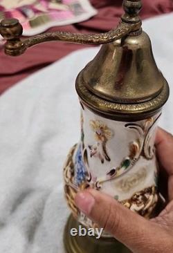 Vintage Reuge Music Box Pepper Grinder- Porcelain- Italy