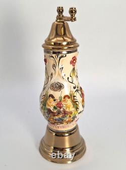 Vintage Reuge Music Box Pepper Grinder- Porcelain- Italy- Excellent condition