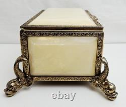 Vintage Reuge Music Box With Dolphin Feet Made In Italy Swiss Musical Movement
