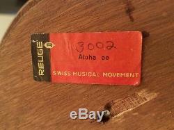 Vintage Reuge Music Box sea shell Aloha oe song Swiss Musical Movement