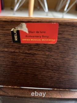 Vintage Reuge Music Box switzerland Clair de lune Anniversary Song