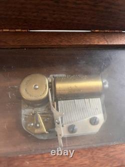 Vintage Reuge Music Box switzerland Clair de lune Anniversary Song