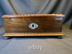 Vintage Reuge Music Jewelry Box Swiss Musical Movement Repoussé Lid Works