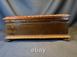 Vintage Reuge Music Jewelry Box Swiss Musical Movement Repoussé Lid Works