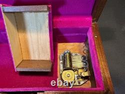 Vintage Reuge Music Jewelry Box Swiss Musical Movement Repoussé Lid Works