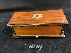 Vintage Reuge Musical Art Deco Jewelry Box, Star Of David, Plays Hatikvah