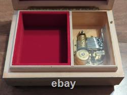 Vintage Reuge Musical Jewelry Box Wooden Swiss Movement Italy Art