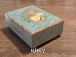 Vintage Reuge Musical Jewelry Box Wooden Swiss Movement Italy Art