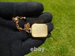 Vintage Reuge Musical Miniature Music Box Charm Gold Gilt Case With Chain