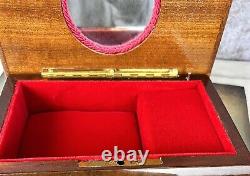Vintage Reuge Polished Wood InlaidJewelry Box -Italy -Plays Anniversary Song