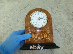 Vintage Reuge (Romance) Music Box Clock Italy Inlay Wood Case (Watch The Video)