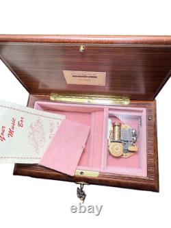 Vintage Reuge Romance Swiss Music Box Roses from the South Inlay Burl Wood