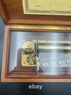 Vintage Reuge Saint Croix Swiss Music Box Wood Inlay 3 Songs Works #35074