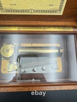 Vintage Reuge Saint Croix Swiss Music Box Wood Inlay 3 Songs Works #35074