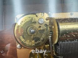 Vintage Reuge Saint Croix Swiss Music Box Wood Inlay 3 Songs Works #35074