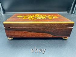 Vintage Reuge Saint Croix Swiss Music Box Wood Inlay 3 Songs Works #35074