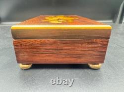 Vintage Reuge Saint Croix Swiss Music Box Wood Inlay 3 Songs Works #35074