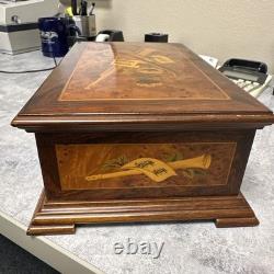 Vintage Reuge Saint Croix Swiss Music Box Wood Inlay 3 Songs Works #37202