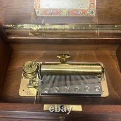 Vintage Reuge Saint Croix Swiss Music Box Wood Inlay 3 Songs Works #37202