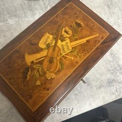 Vintage Reuge Saint Croix Swiss Music Box Wood Inlay 3 Songs Works #37202