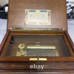 Vintage Reuge Saint Croix Swiss Music Box Wood Inlay 3 Songs Works #37202