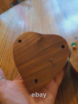 Vintage Reuge Saint Croix Switzerland Wooden Heart Shaped Music Box WORKS