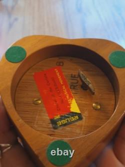 Vintage Reuge Saint Croix Switzerland Wooden Heart Shaped Music Box WORKS