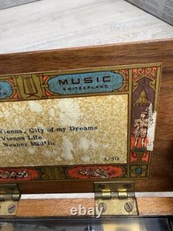 Vintage Reuge Sainte-Croix Swiss Music Box 3/50 3 Songs Vienna City Dreams