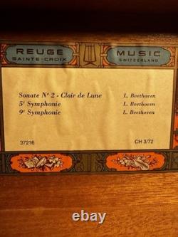 Vintage Reuge Sainte-Croix Swiss Music Box 72-Note All-Beethoven Thuya Burl