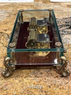 Vintage Reuge San Francisco Dual Player Crystal Glass Music Box. Rare