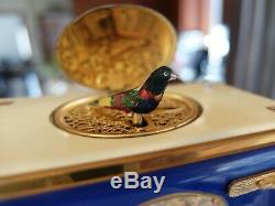 Vintage Reuge Singing Bird Box Automaton Music Box (watch Video)