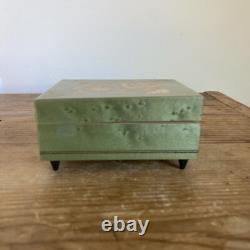 Vintage Reuge Sorentto Italian Floral Inlaid Jewelry Music Box Serenade Schubert