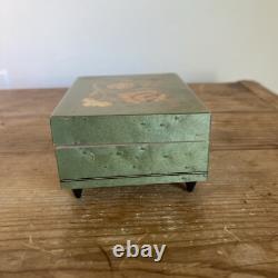 Vintage Reuge Sorentto Italian Floral Inlaid Jewelry Music Box Serenade Schubert