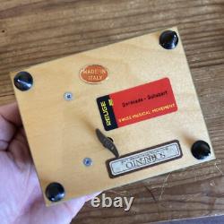 Vintage Reuge Sorentto Italian Floral Inlaid Jewelry Music Box Serenade Schubert