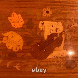 Vintage Reuge Sorrento Inlaid Italian Music Jewelry Box withkey Love Story Edelwei