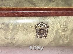 Vintage Reuge Sorrento Rectangle Inlaid Wood Footed Jewelry Music Box Italy