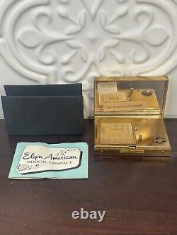 Vintage Reuge Ste Croix Elgin American Gilt Powder & Musical Box Compact