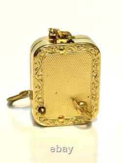 Vintage Reuge Ste-Croix Swiss Music Box Keychain Gold-Tone Wind-Up Works