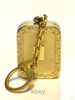 Vintage Reuge Ste-Croix Swiss Music Box Keychain Gold-Tone Wind-Up Works