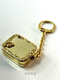 Vintage Reuge Ste-Croix Swiss Music Box Keychain Gold-Tone Wind-Up Works